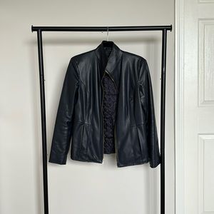 Cole Haan Faux Leather Jacket Navy Size S